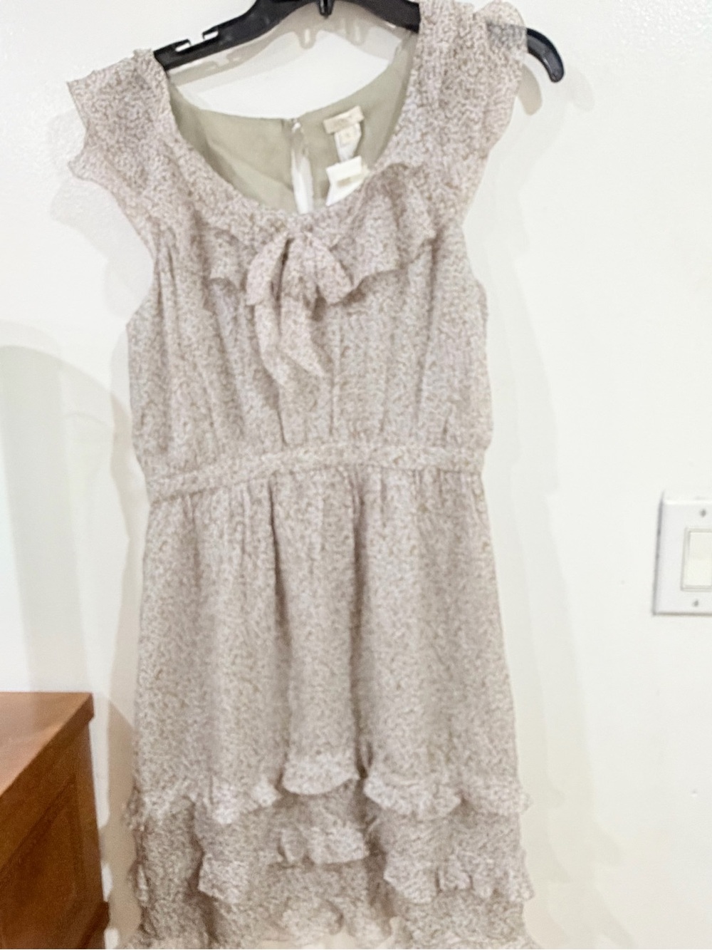 J. Crew Girls Ruffle Tie-Neck Midi Dress in Light Beige